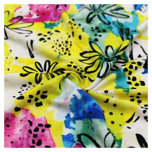 Wholesale Custom Design Digital Printed Colorful Floral Anti-bacteria Bamboo Spandex Single Jersey Fabrics for Baby Clothing