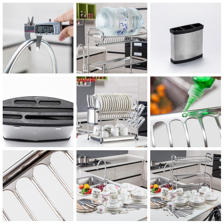 High quality Stainless Steel Dish Rack Dryer Drainer Tray Plate Bowl Storage Shelf