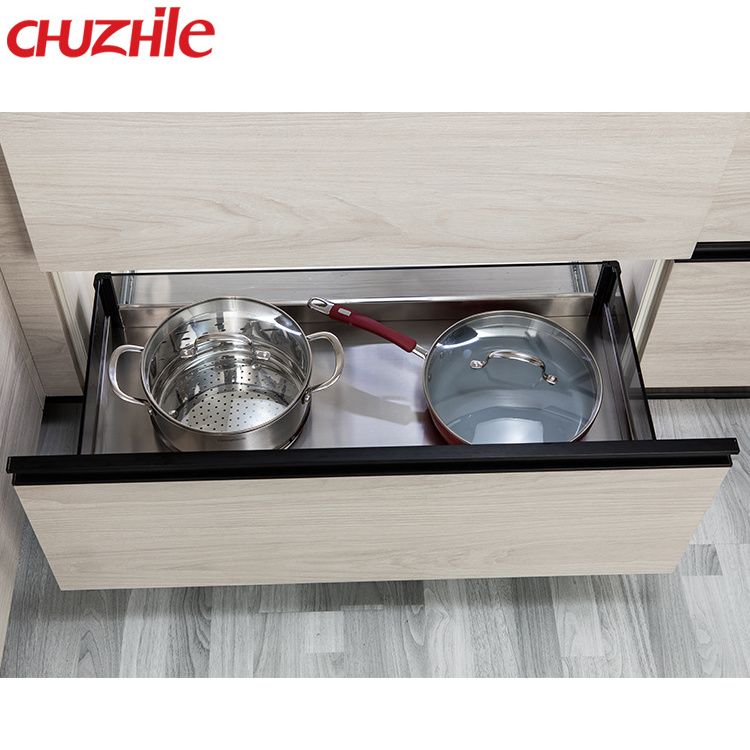 Household kitchen cabinet Stainless steel plate type pull out drawer sliding basket