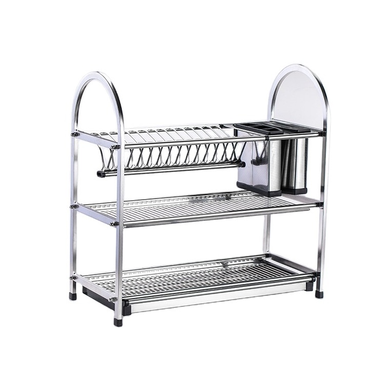 3 tiers stainless steel kitchen dish rack Dishes storage kitchen dish drainer rack