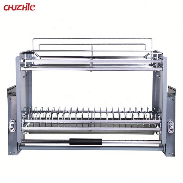 Multi-Role Kitchen Accessories Lift Basket Adjustable Pull Down Shelves Cabinet Elevator Basket