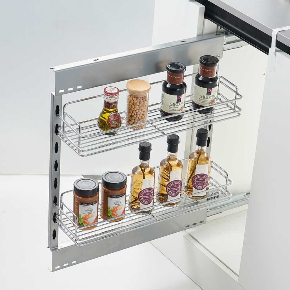 Kitchen Pull Out Sliding Cabinet Storage Organizer Spice Bottle Rack Basket