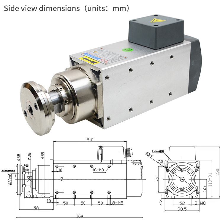 Precision 6000rpm Spindle 2.2KW Air Cooling Machine Tool Spindle motor For Cutting Seal Strip