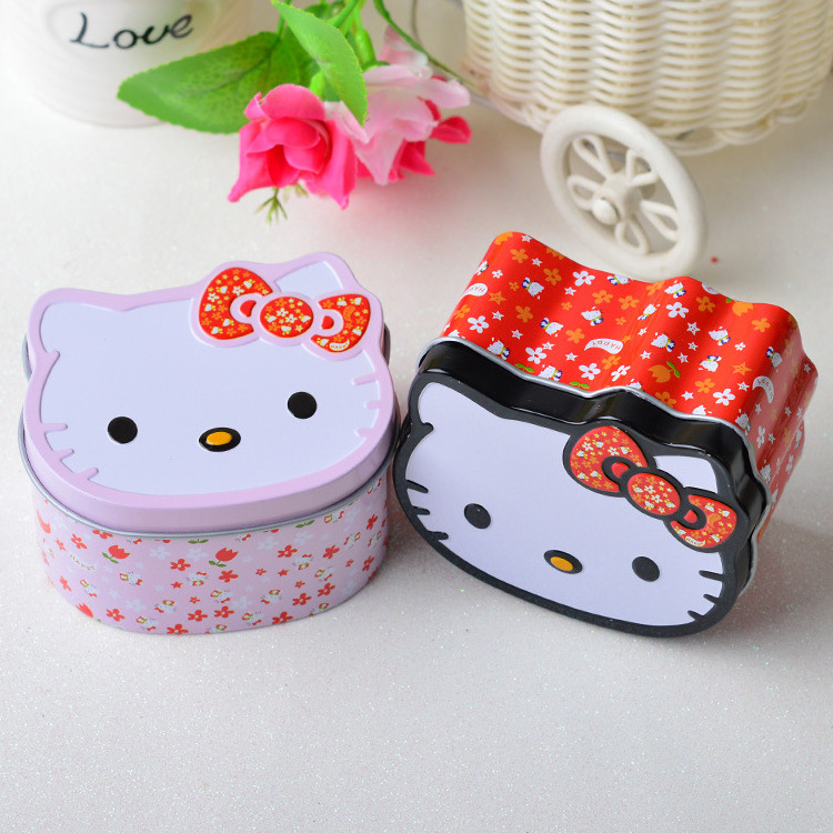 Hello Kitty cartoon decoration container custom printing gift metal box candy packaging can