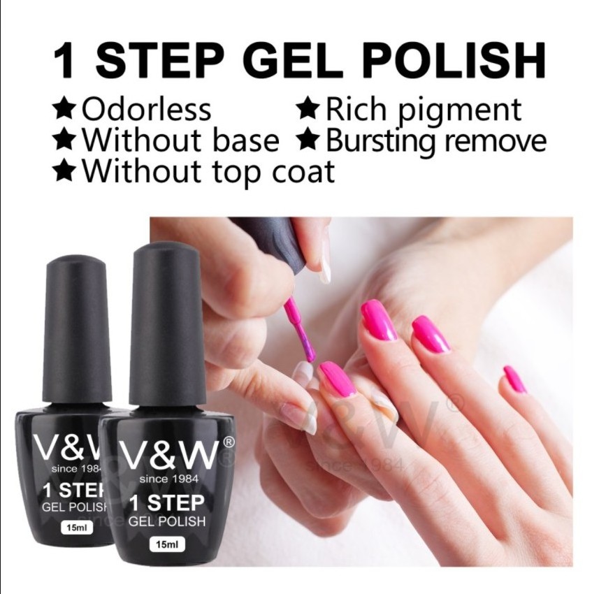 V&W factory no base no top color gel nail polish one step gel