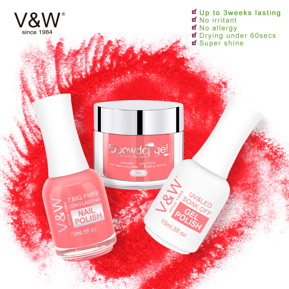 OEM Factory Wholesale Perfect Nail Dip Powder Color 3 in 1 set, matching Gel Polish and Nail polish