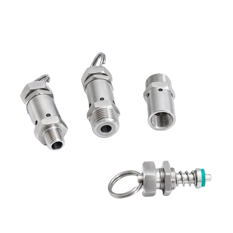 Mini Pressure Safety Valve Type Air Compressor Relief Exhaust Valve 304 Stainless Steel 2 Points 4 Points Spring Gas 1 Piece