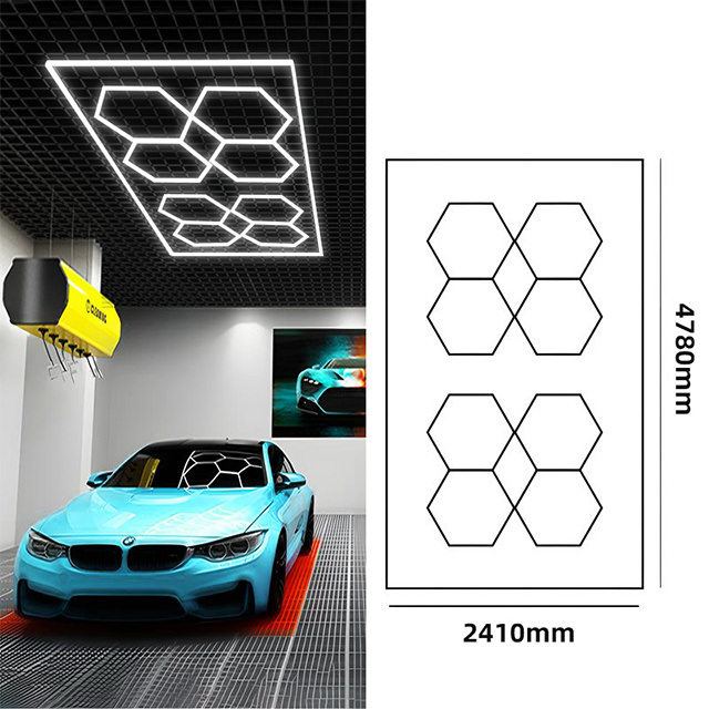 Factory Sell Led Light Honeycomb Garage Lamp  Hexagonal Grid Led Hexagon Morden Ceiling Lights For Auto Detailing Shop Garage