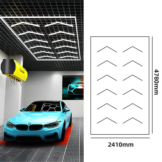 Factory Sell Led Light Honeycomb Garage Lamp  Hexagonal Grid Led Hexagon Morden Ceiling Lights For Auto Detailing Shop Garage