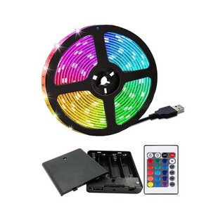 Battery Powered LED Strip Lights with Remote 5050 Flexible Color Changing RGB LED Light Strip 30LEDs 5V