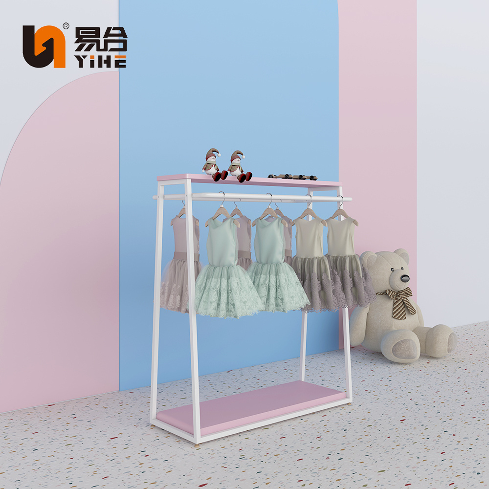 Children Clothing Display Rack For Shoe,Metal Hanger 2 Tier Kids Clothes Floor Standing Garment Stand