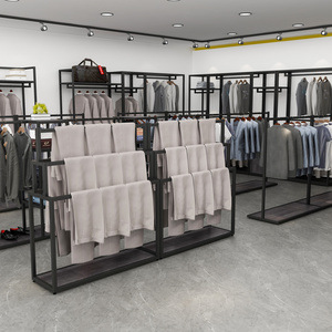 Factory customized cheap boutique clothing showroom garments racks display hanging shelf metal racks