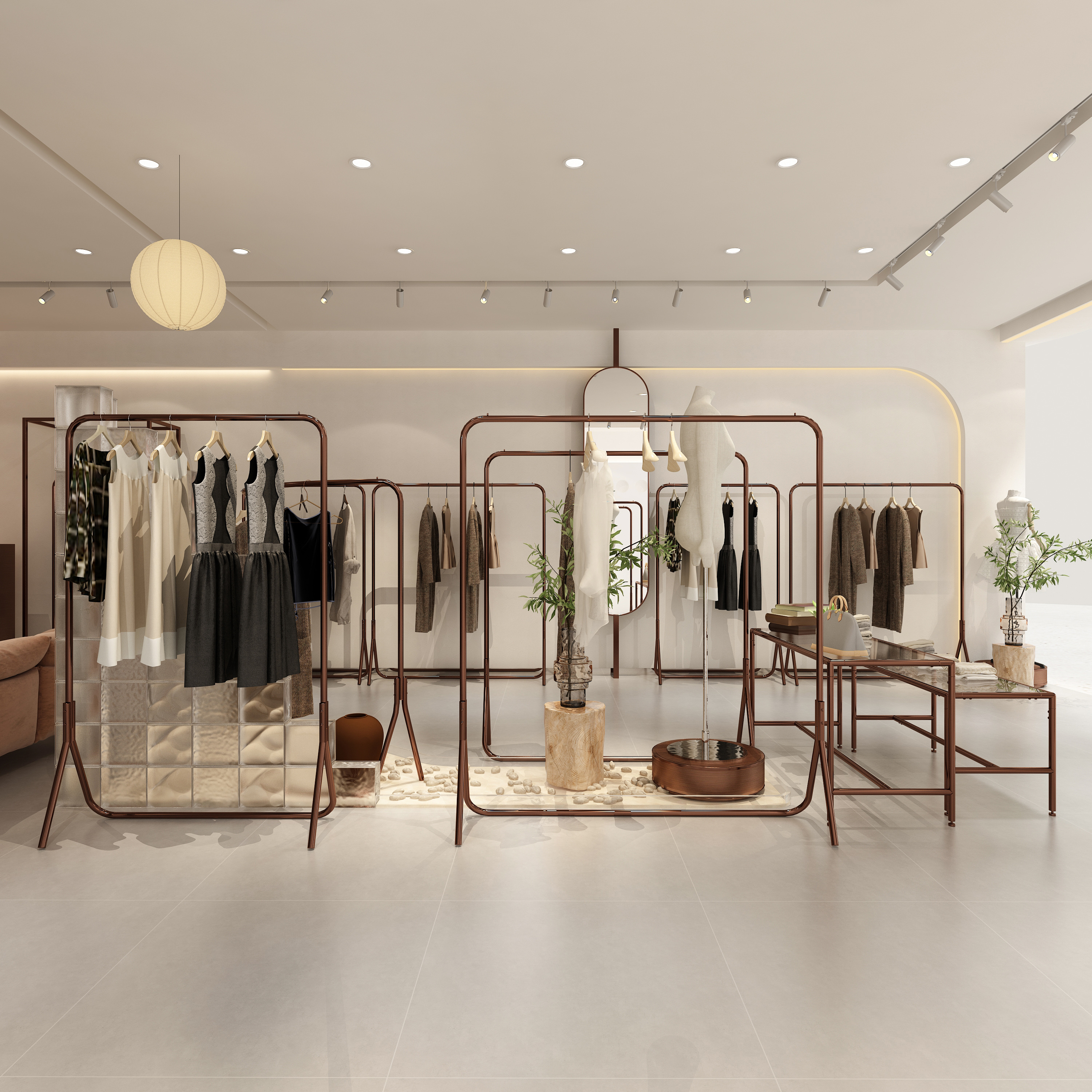 Fashion Boutique Modern Hanging Garment clothes retail store display stands racks shelf gold clothing display rack For Shop