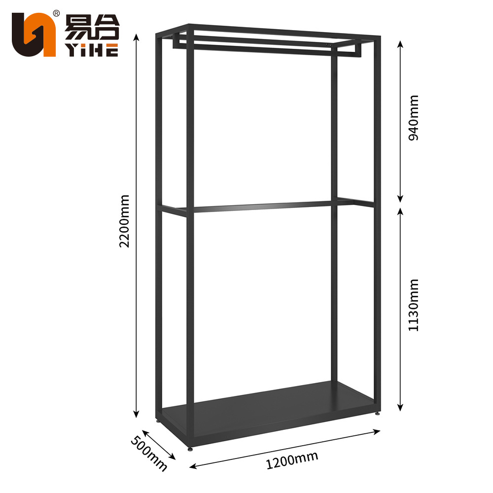 Retail Garment Store Interior Design Black Clothing Rail Men Clothes Display Racks