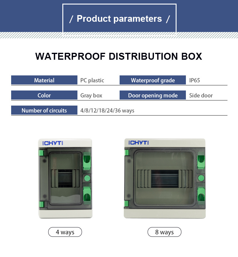 CHYT HA24 24 Modules Weatherproof Distribution Box price IP65 3 phase distribution box waterproof electrical power box