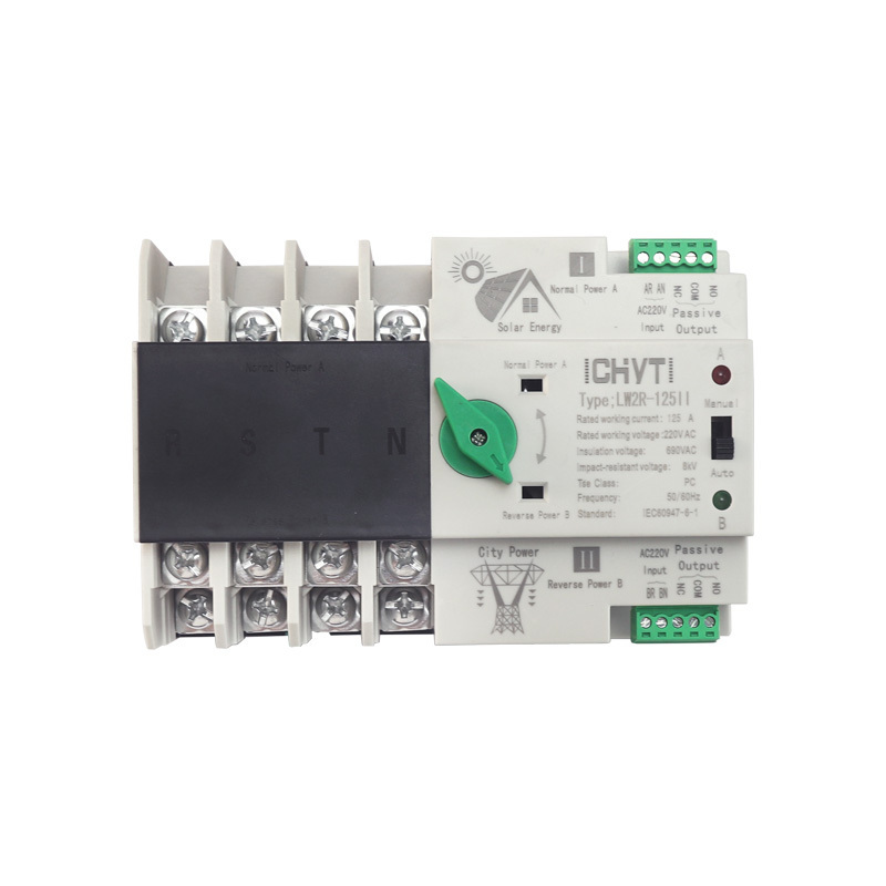 CHYT LW2R-100 2P 3P 4P AC 220V 63A 100A 125A Uninterruptible Dual Power Automatic Transfer Switch ATS For Solar Inverter