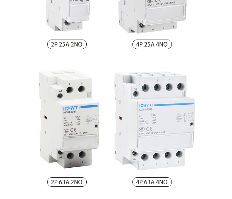 2024 New CHYT KCH8-63 2NO 2P 63a telemecanique magnetic contactor electric contactor modular contactor