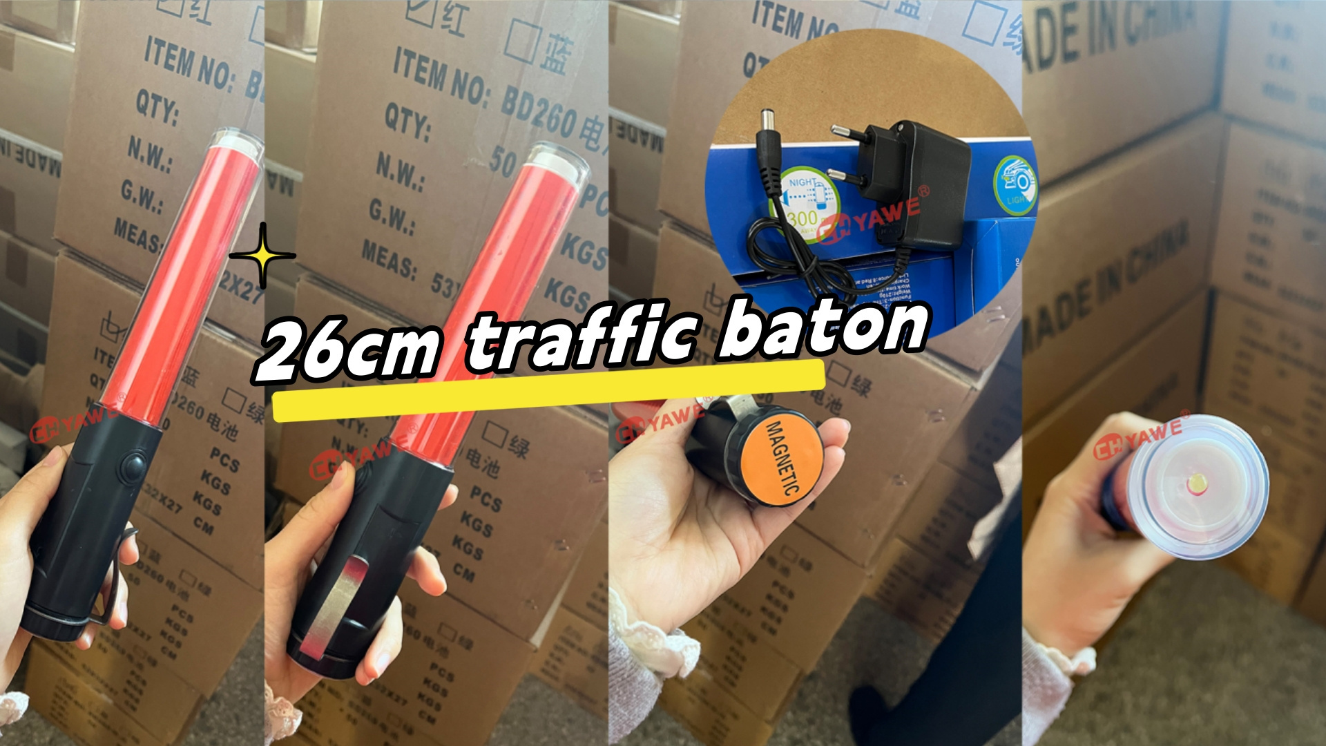 Multifunctional Charging safety Warning light traffic baton handheld led traffic signal light batons with buckle