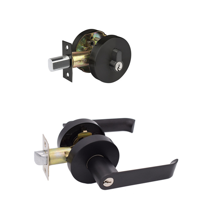 Zhongshan Wooden Door Handle Lock Plus Deadbolt Combination Pack Of Black Interior Door Levers