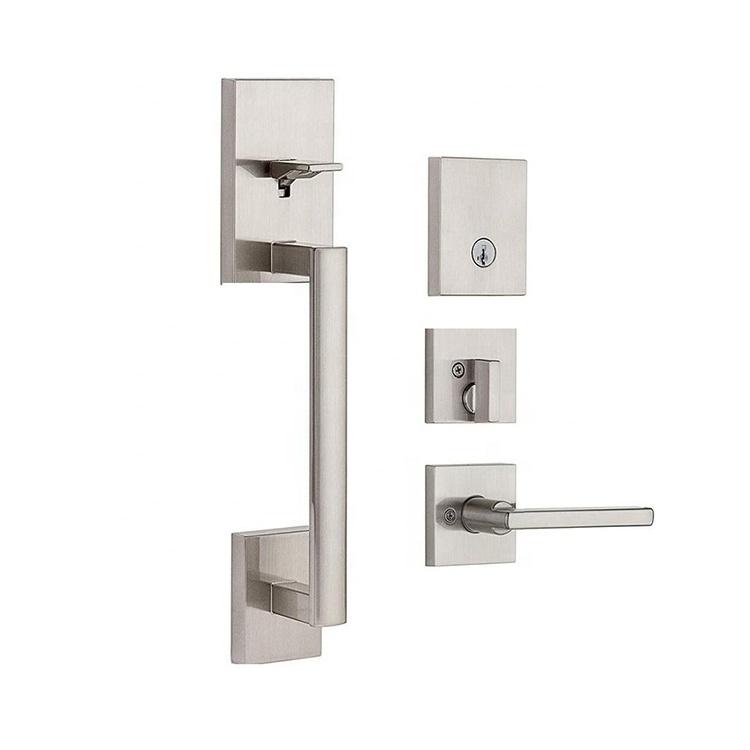 Front Door Grip Lock With Pull Handle Double Entry Door Handle Lock Set