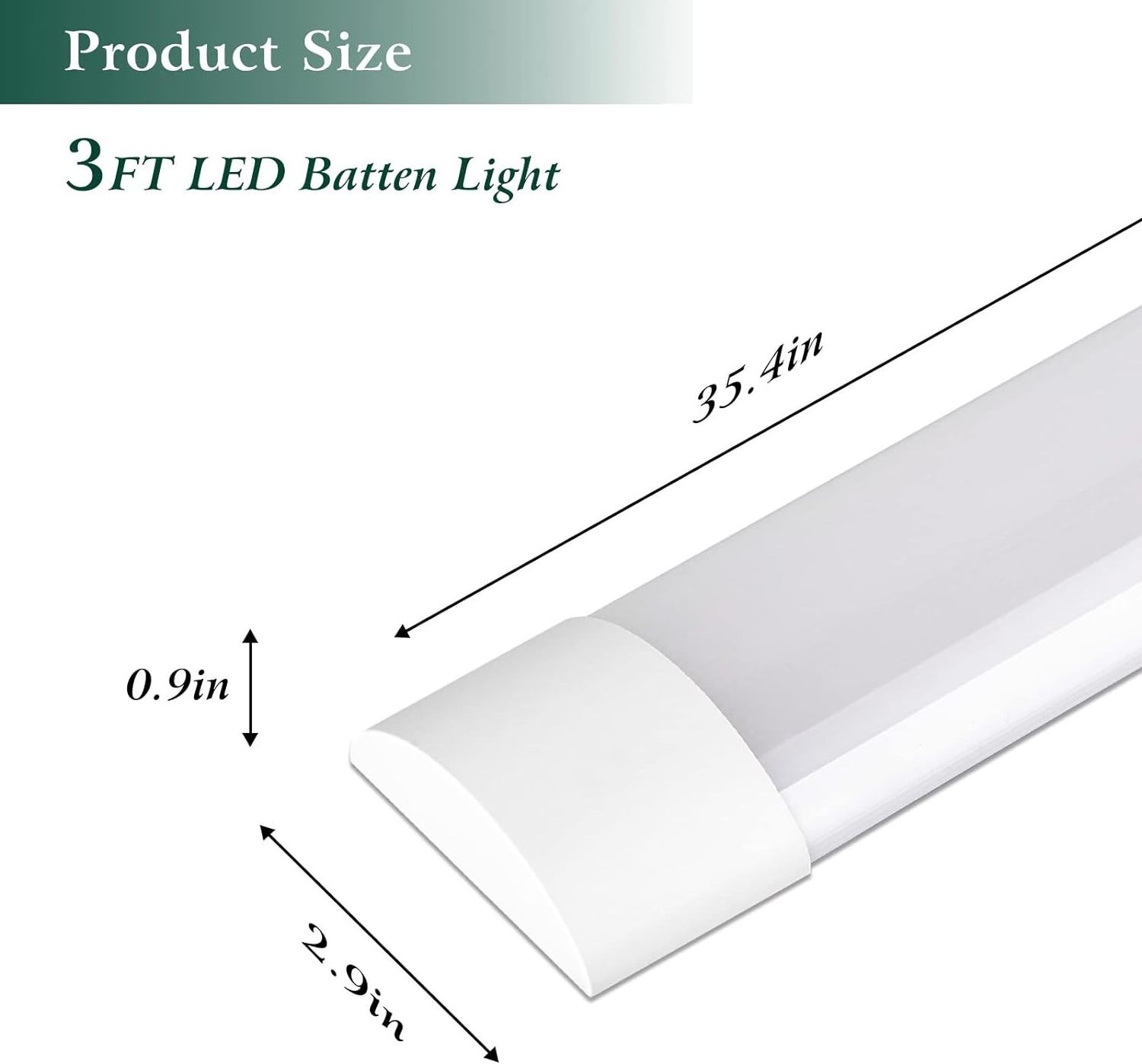 LED Batten Light, 30W, Day Light 4000K, IP20, LED Ceiling Light Fixture for Garage, Shop,  Office,