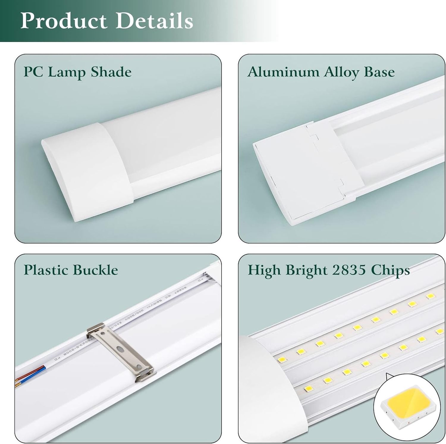 LED Batten Light, 30W, Day Light 4000K, IP20, LED Ceiling Light Fixture for Garage, Shop,  Office,