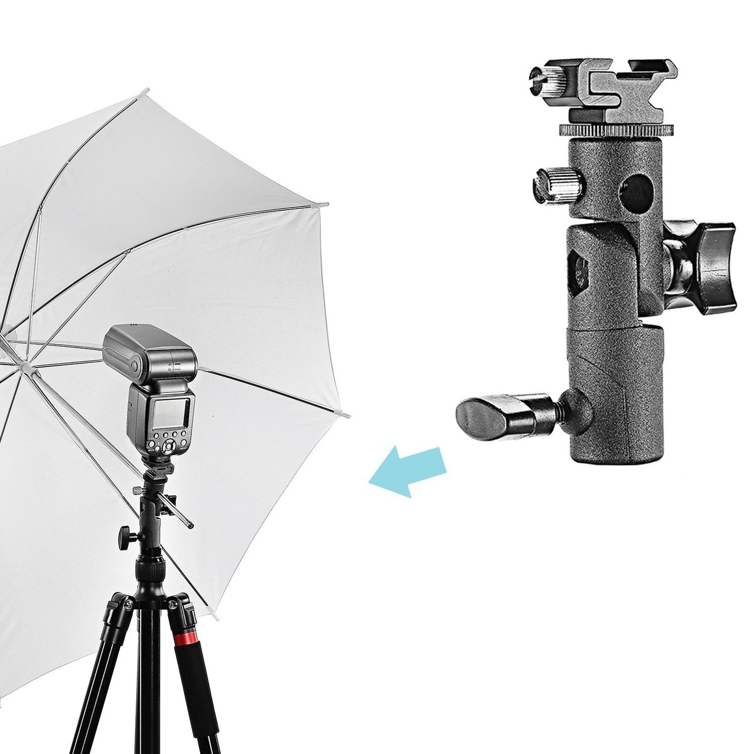 Professional Swivel Flash Light Stand Bracket H-Type Flash Hot Shoe Umbrella Holder Mount Adapter