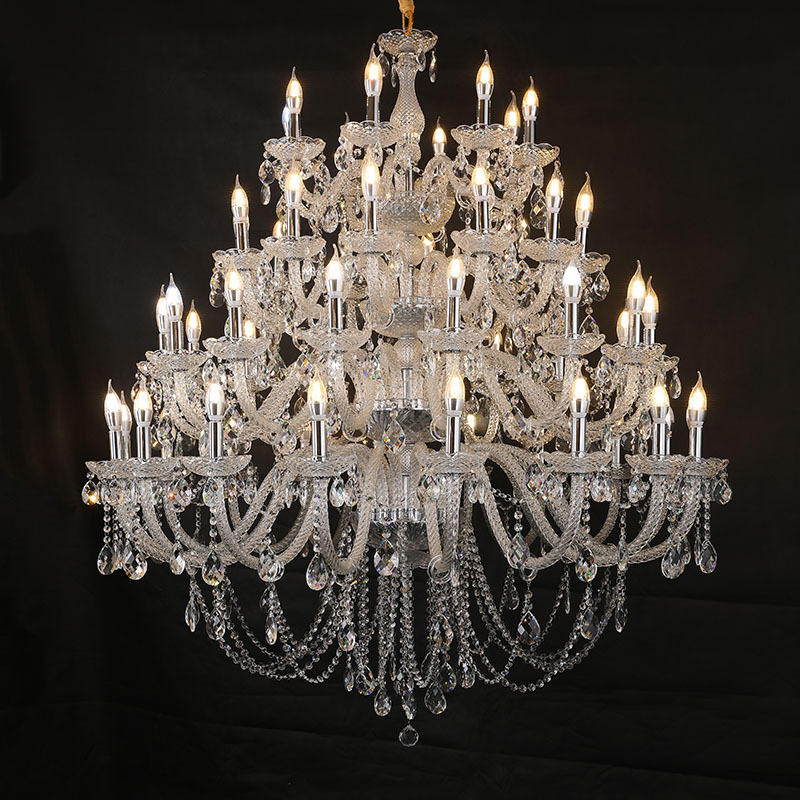 Custom villa large murano glass led hanging pendant lights maria theresa high crystal luxury modern chandelier ceiling light