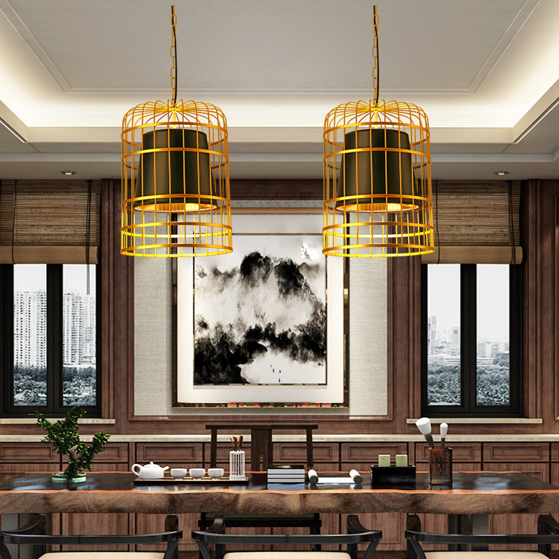 modern industrial hanging home decorative restaurant bar cafe bedroom kitchen metal led lantern cage pendant light