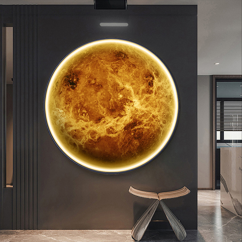 Modern Creative Round Earth Wall Led Light Bedroom Bedside Living Room Decorative Indoor Room Interior Luxury Led Moon Wall Lamp