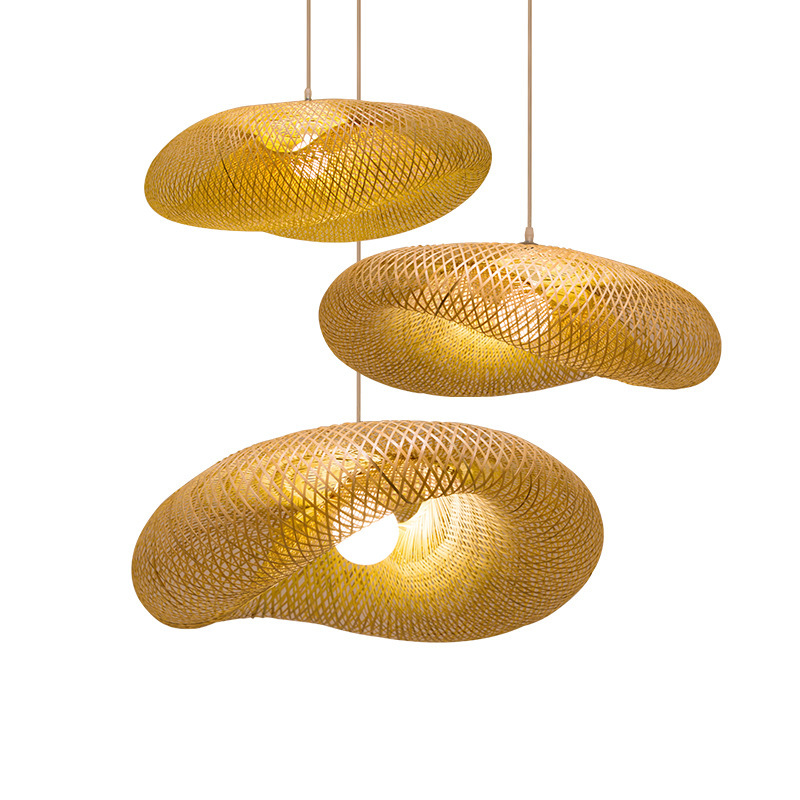 China Bamboo Art Natural Bamboo Weave Dome Shade Ceiling Light Bamboo Pendant Light