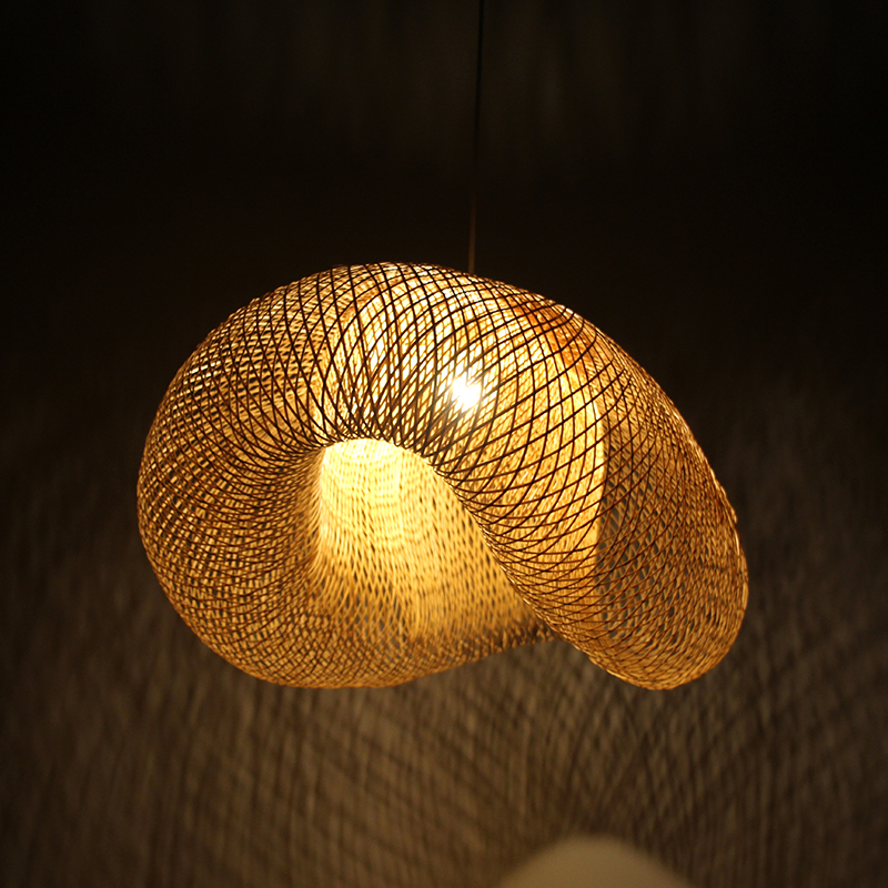 China Bamboo Art Natural Bamboo Weave Dome Shade Ceiling Light Bamboo Pendant Light