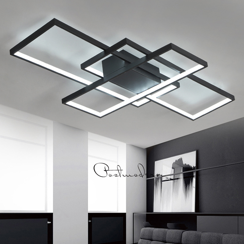 Residential pop flush mounted dimmable decorative acrylic kitchen bedroom smart led ceiling lamp black square ceiling light