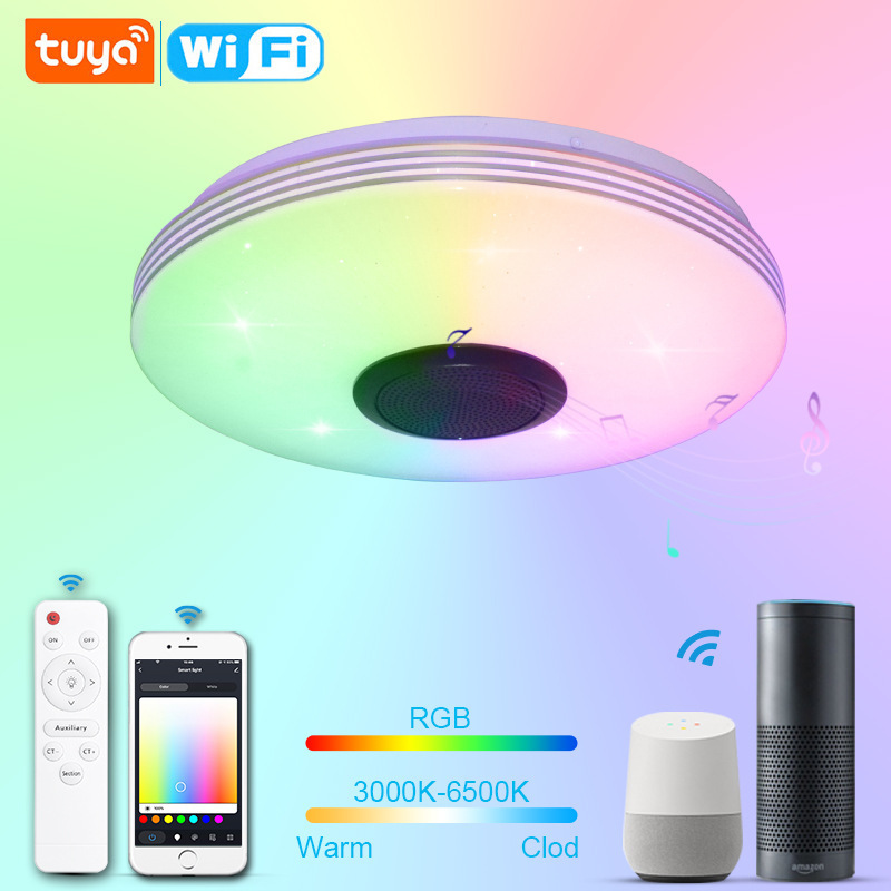 Colorful Dazzling Designer Bluetooth Music Stepless Dimming RGB Voice App Control Modern Led Ceiling Light Smart Home Lights