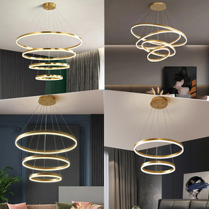 Nordic  Acrylic LED Iron Ceiling Pendant Lamp Luxury Dining lamparas Hanging Light Circle Ring Modern Chandeliers Pendant light