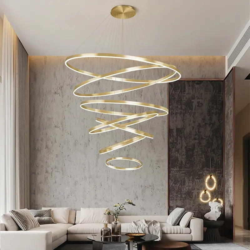 Nordic  Acrylic LED Iron Ceiling Pendant Lamp Luxury Dining lamparas Hanging Light Circle Ring Modern Chandeliers Pendant light