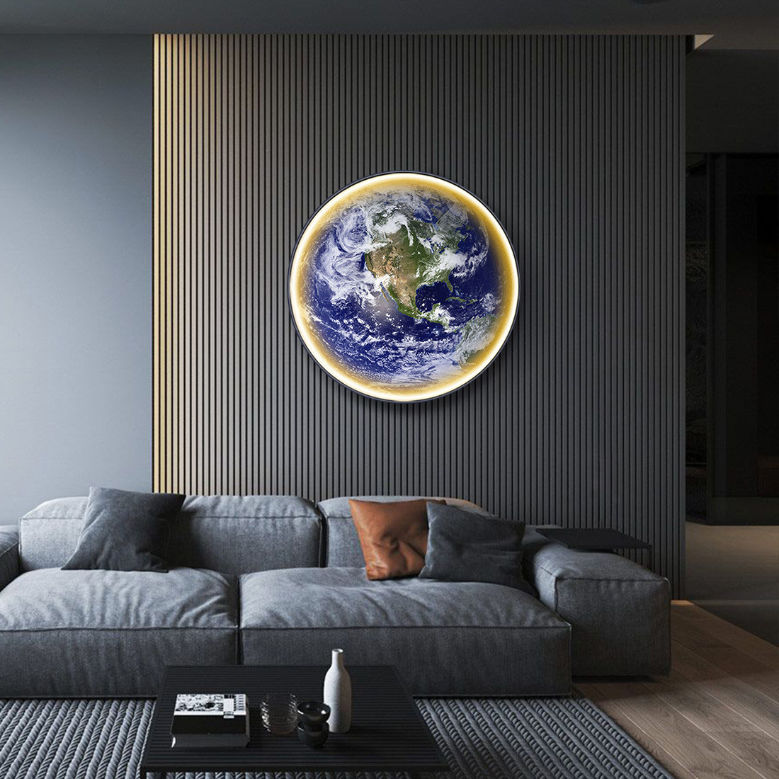 Modern Creative Round Earth Wall Led Light Bedroom Bedside Living Room Decorative Indoor Room Interior Luxury Led Moon Wall Lamp