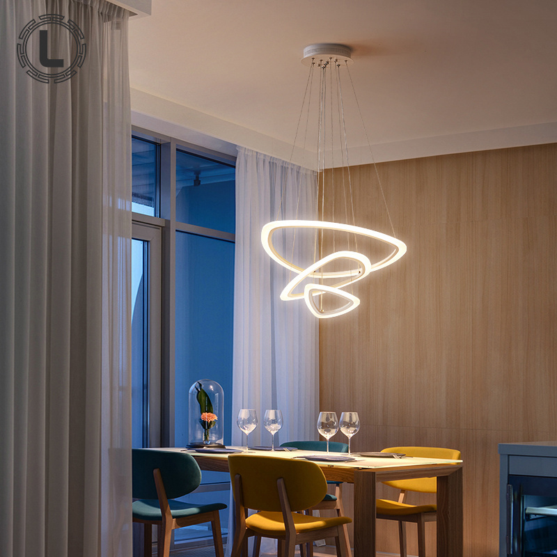 round geometric hotel metal chandelier dining designer nordic kitchen linear pendant hanging light