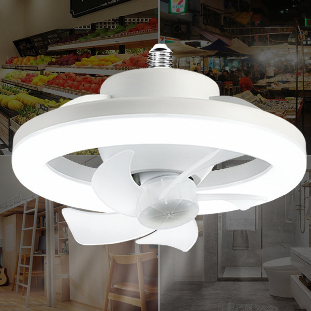 Ceiling Led Fan Light Moving Head Intelligent Dimming E27 Fan Bulb Home Decor 360 Rotating Remote Control Modern Ceiling Fan