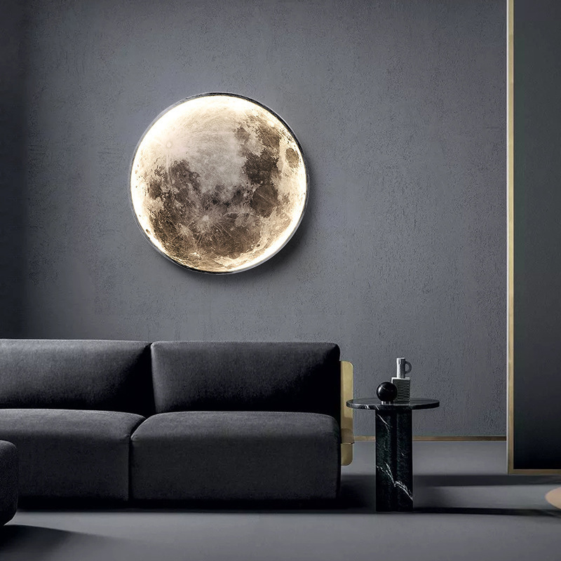 Modern Creative Round Earth Wall Led Light Bedroom Bedside Living Room Decorative Indoor Room Interior Luxury Led Moon Wall Lamp