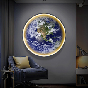 Modern Creative Round Earth Wall Led Light Bedroom Bedside Living Room Decorative Indoor Room Interior Luxury Led Moon Wall Lamp