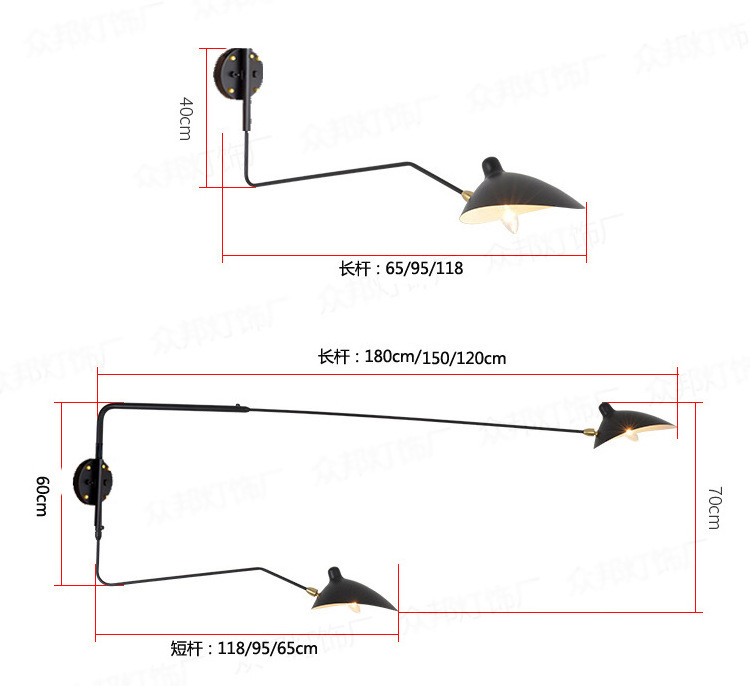 Industrial Creative Rotatable Swing Arm Bracket Sconce Wall Lamp Bedroom Living Room Modern LED Indoor Wall Light