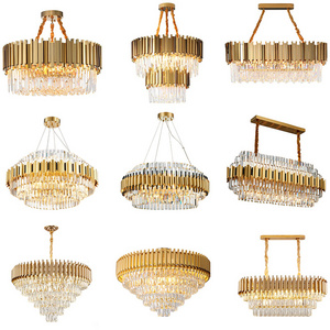 Modern custom metal round large nordic chandeliers bedroom living room pendant ceiling light led k9 luxury crystal chandelier