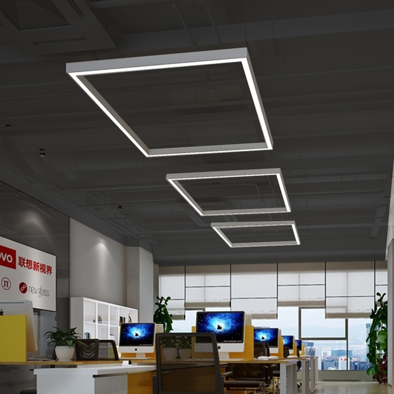 classic aluminum indoor office ceiling lamps led hanging modern rectangular simple chandelier