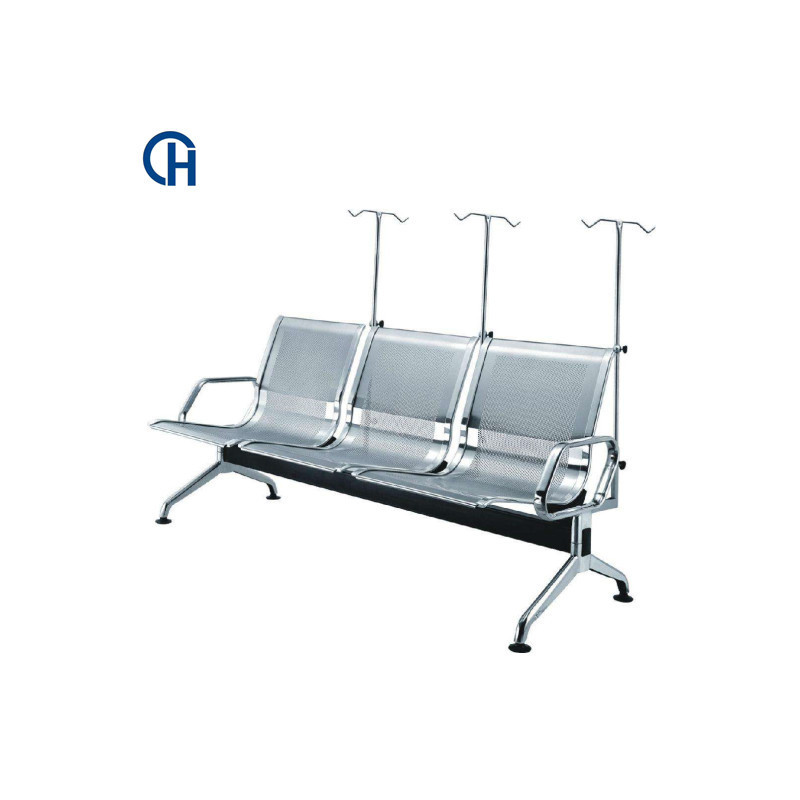 Hospital Clinic Patient 3 Seater Waiting Chair Silver Stainless Steel Row Chair