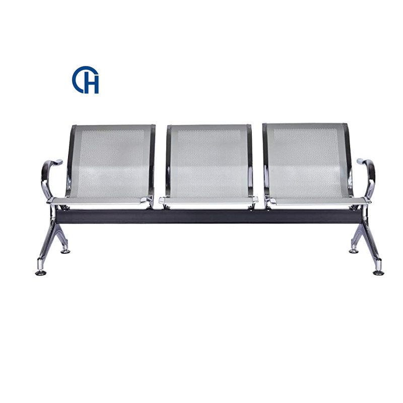 Hospital Clinic Patient 3 Seater Waiting Chair Silver Stainless Steel Row Chair