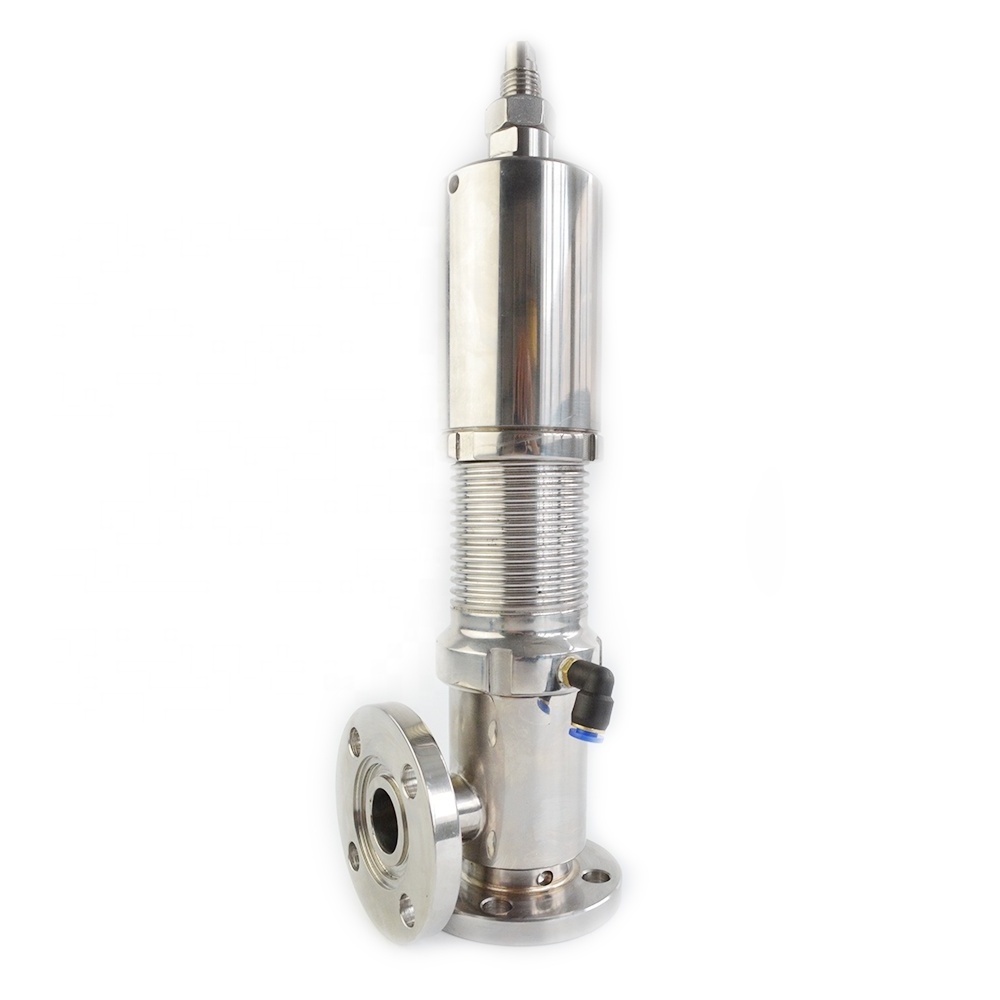 Sanitary high pressure safety air gas steam spring shut off relief valves