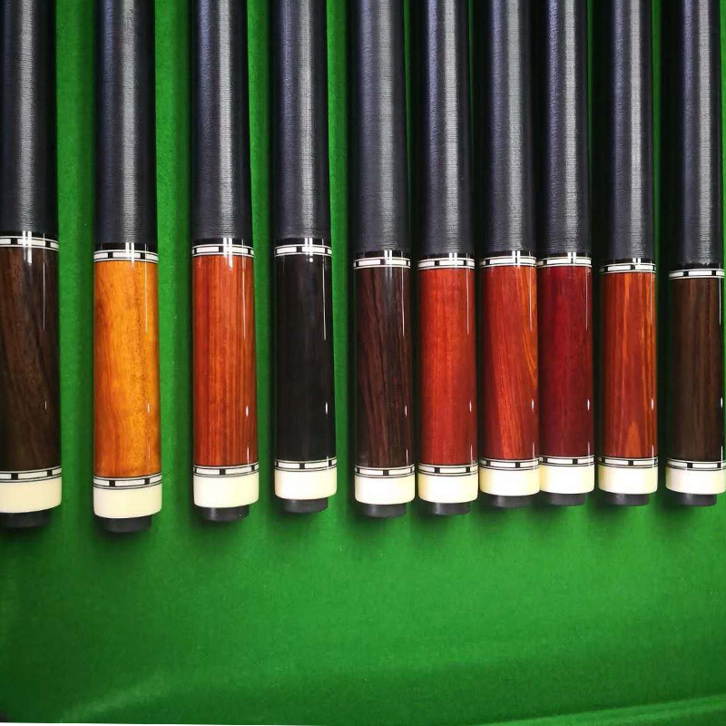 wholesale canadian maple wood  real leather grip inlay pool cue