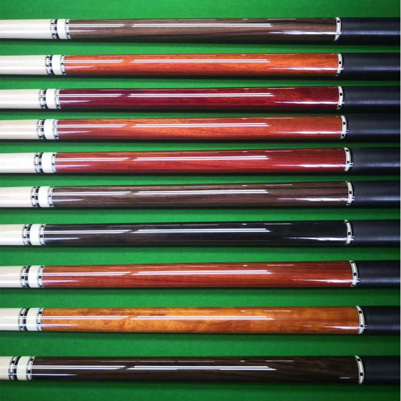 wholesale canadian maple wood  real leather grip inlay pool cue