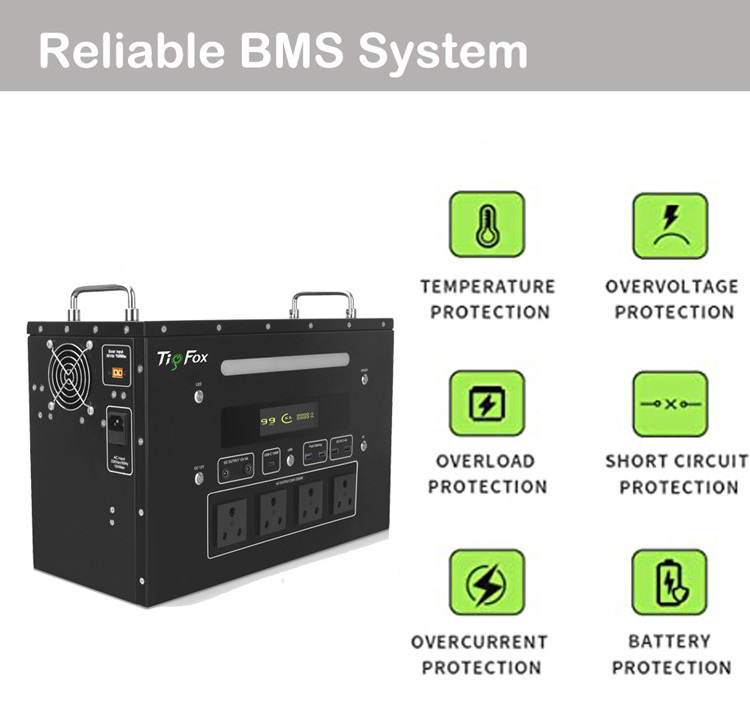TigFox 2500w 3072wh powered electric generator solar generator portable power station system with wheels